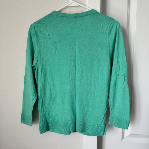 The Limited Turquoise Cardigan Size Medium V-neck Three Quarter Sleeves Office - Picture 8 of 10